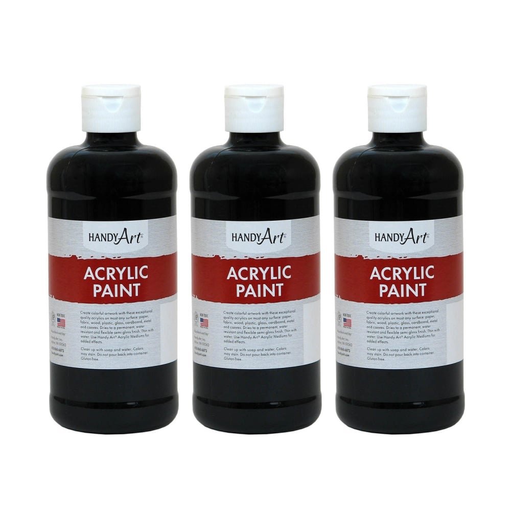 Handy Art Acrylic Paints, 16 Oz, Mars Black, Pack Of 3 Paints MPN:RPC101100-3