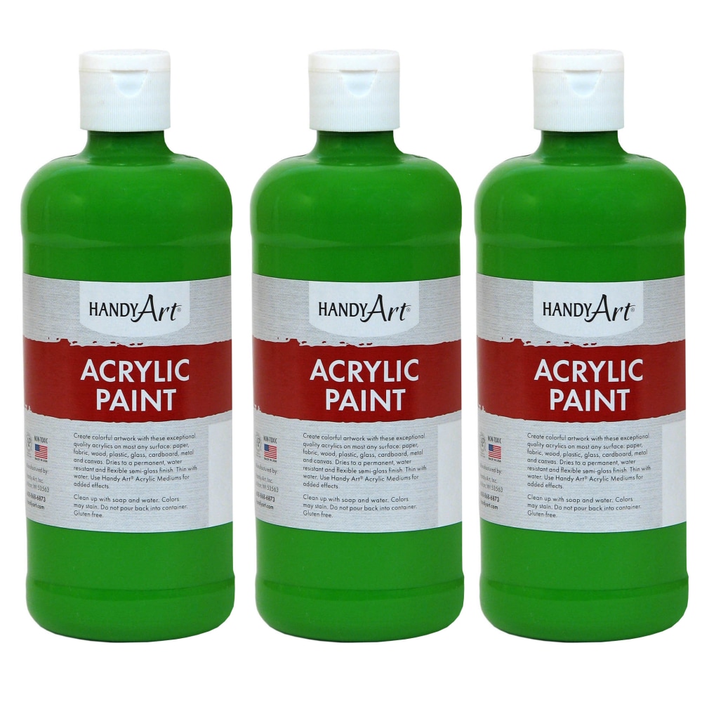 Handy Art Acrylic Paints, 16 Oz, Light Green, Pack Of 3 Paints MPN:RPC101110-3
