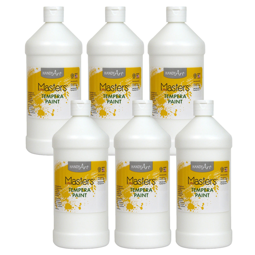 Handy Art Little Masters Tempera Paints, 32 Oz, White, Pack Of 6 Paints MPN:RPC203705-6