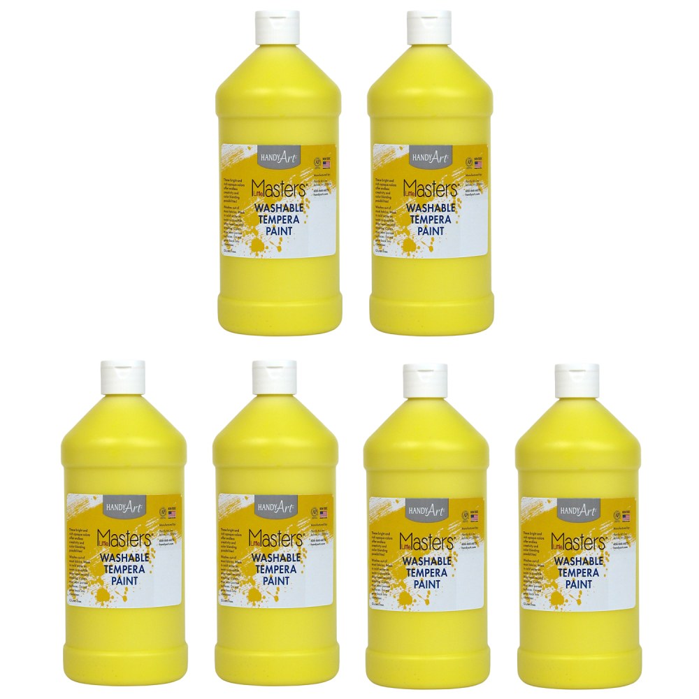 Handy Art Little Masters Washable Tempera Paints, 32 Oz, Yellow, Pack Of 6 Paints MPN:RPC213710-6
