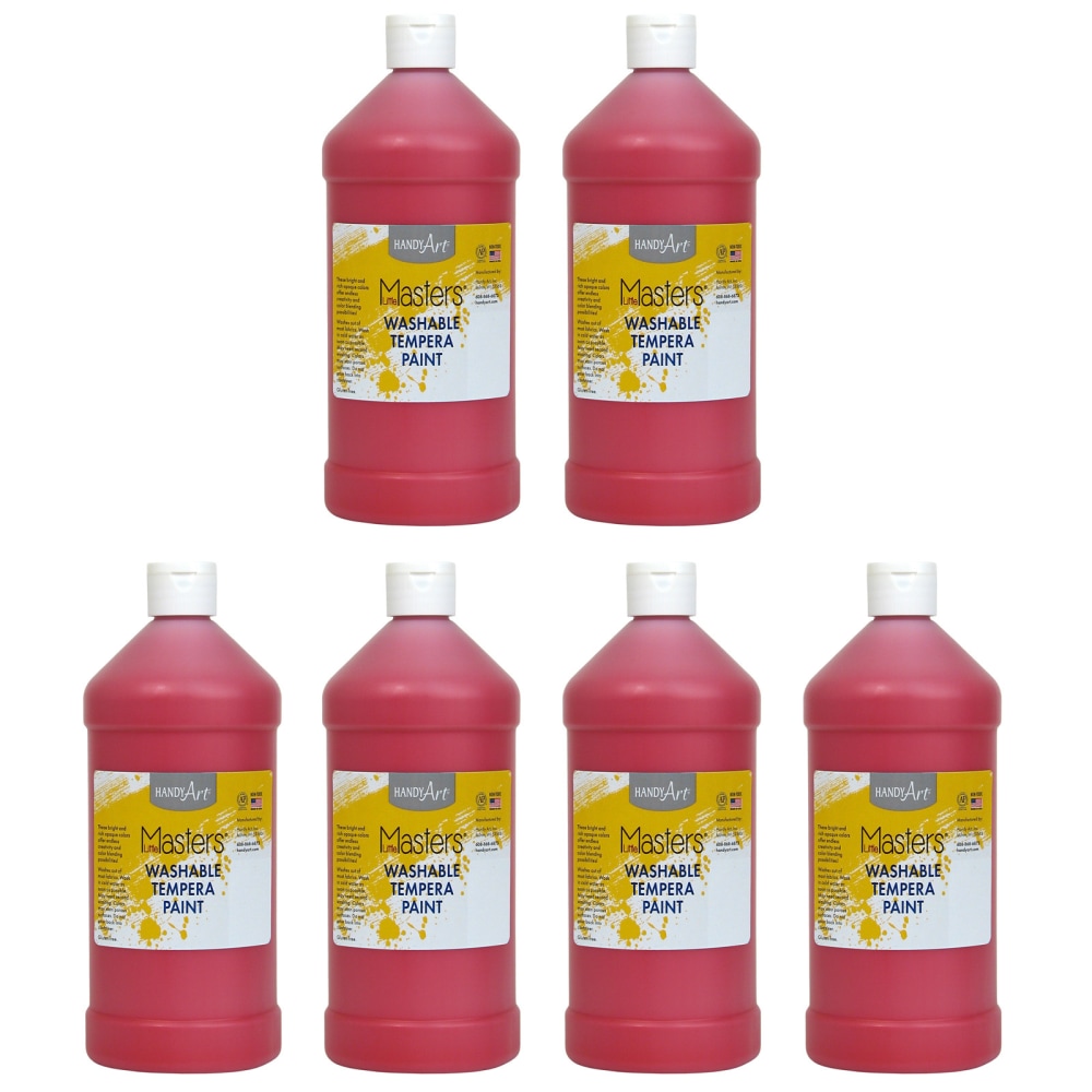 Handy Art Little Masters Washable Tempera Paints, 32 Oz, Red, Pack Of 6 Paints MPN:RPC213720-6
