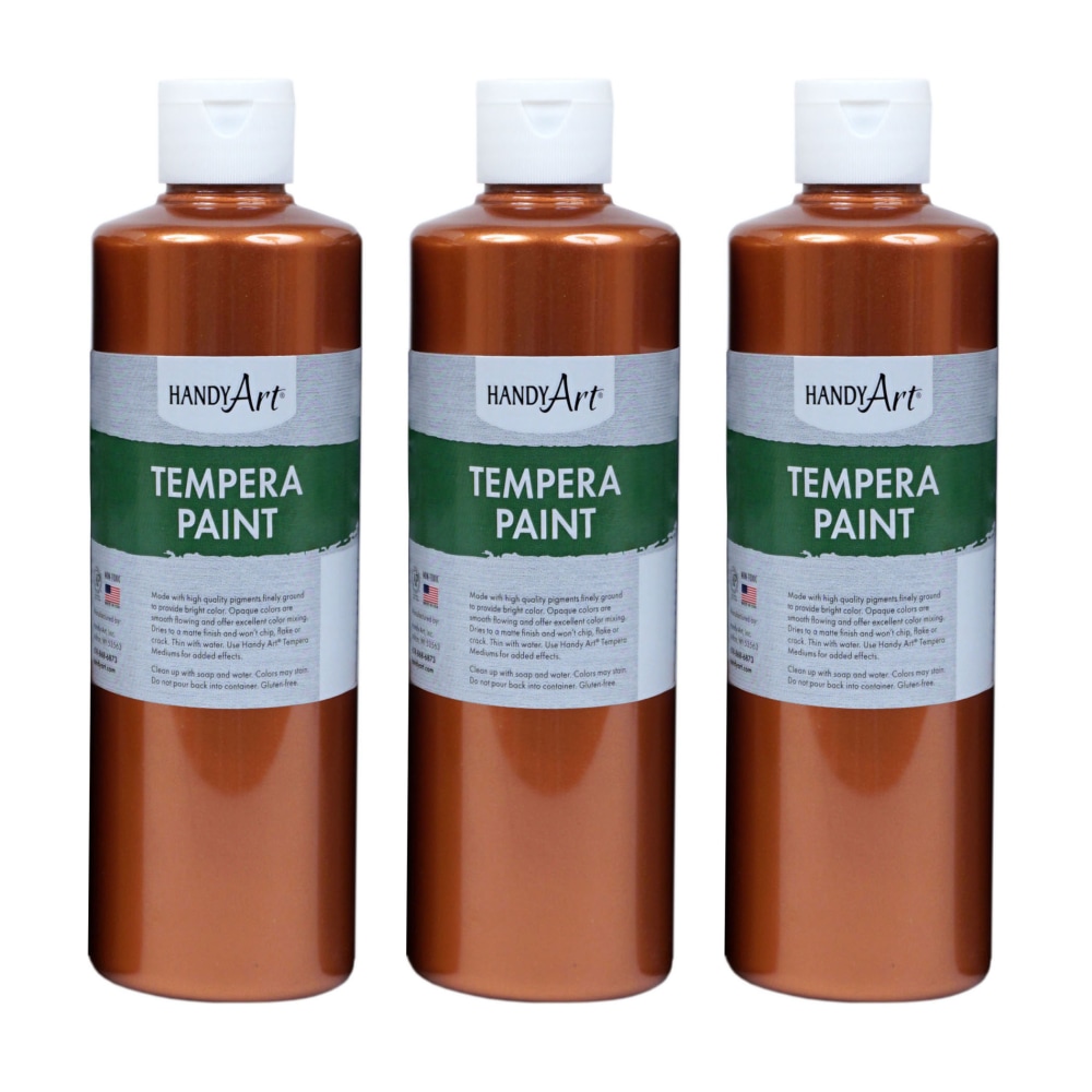 Handy Art Metallic Tempera Paints, 16 Oz, Copper, Pack Of 3 Paints MPN:RPC231164-3