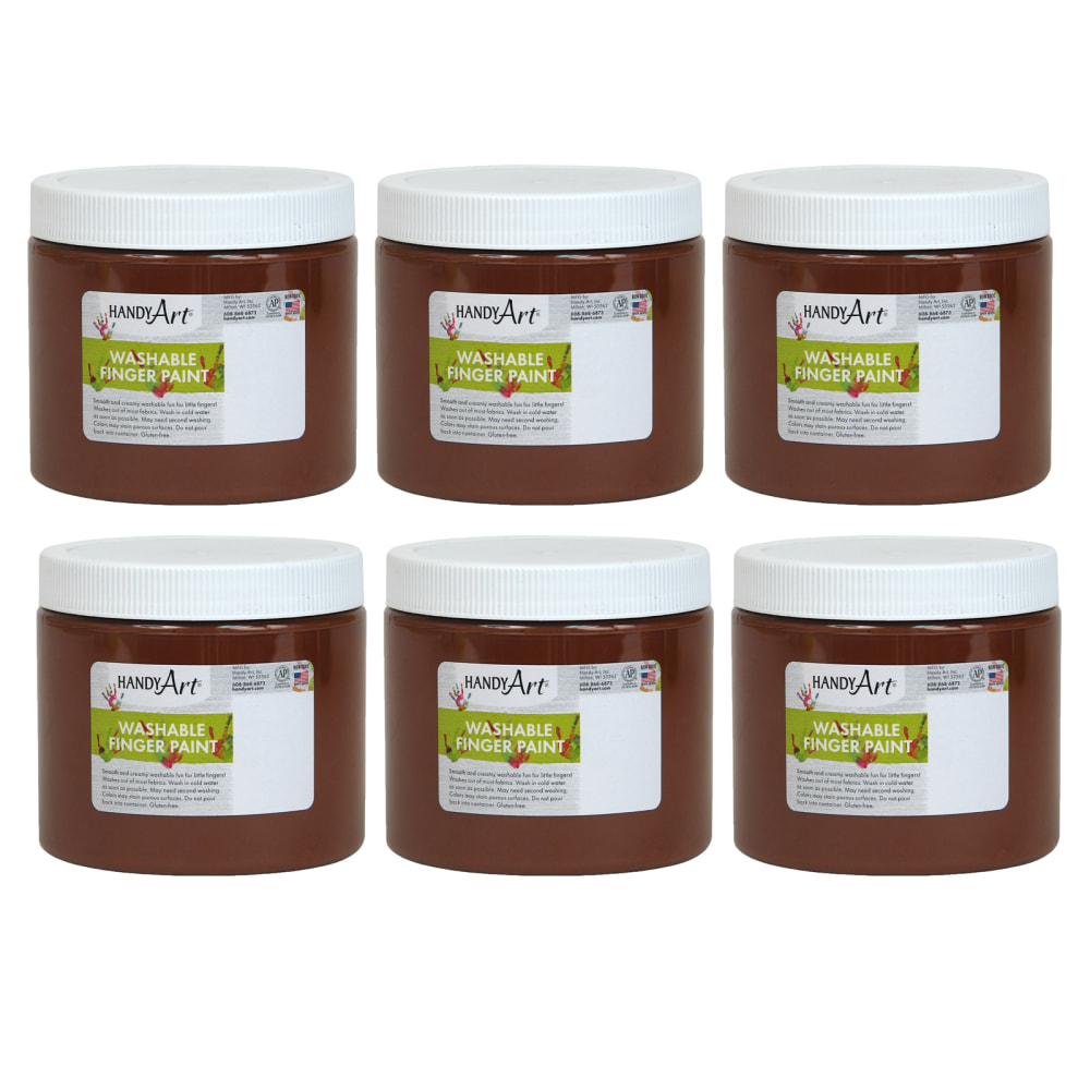 Handy Art Washable Finger Paints, 16 Oz, Brown, Pack Of 6 Paints MPN:RPC241050-6