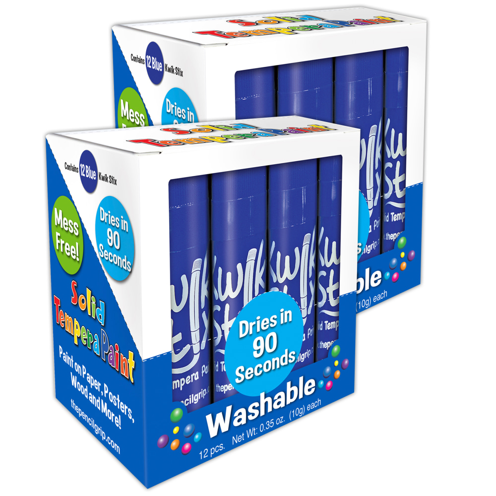 The Pencil Grip Kwik Stix Solid Tempera Paint Sticks, Blue, 12 Sticks Per Pack, Set Of 2 Packs MPN:TPG60030-2