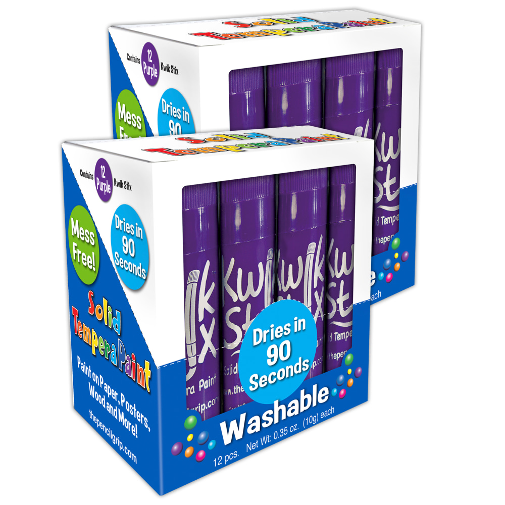 The Pencil Grip Kwik Stix Solid Tempera Paint Sticks, Purple, 12 Sticks Per Pack, Set Of 2 Packs MPN:TPG60050-2