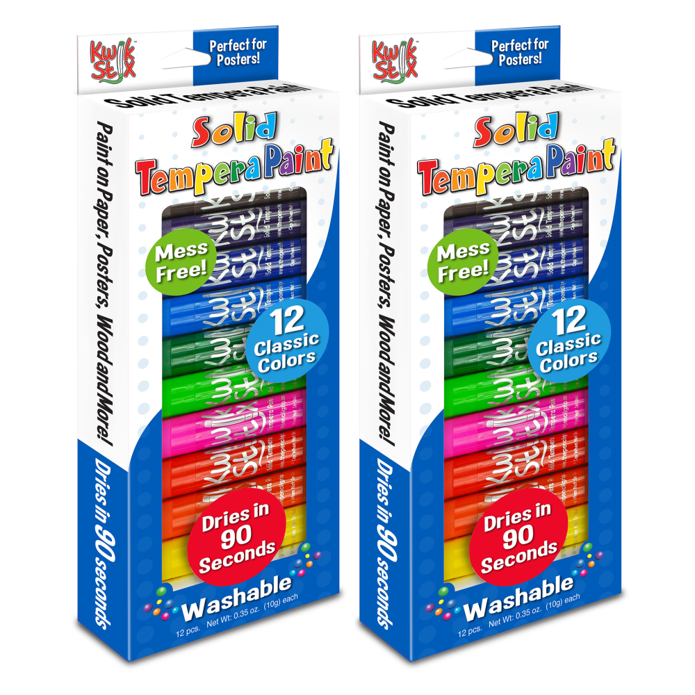 The Pencil Grip Kwik Stix Solid Tempera Paint Sticks, 10 mL, Assorted Colors, Pack Of 12 Sticks, Set Of 2 Packs MPN:TPG602-2