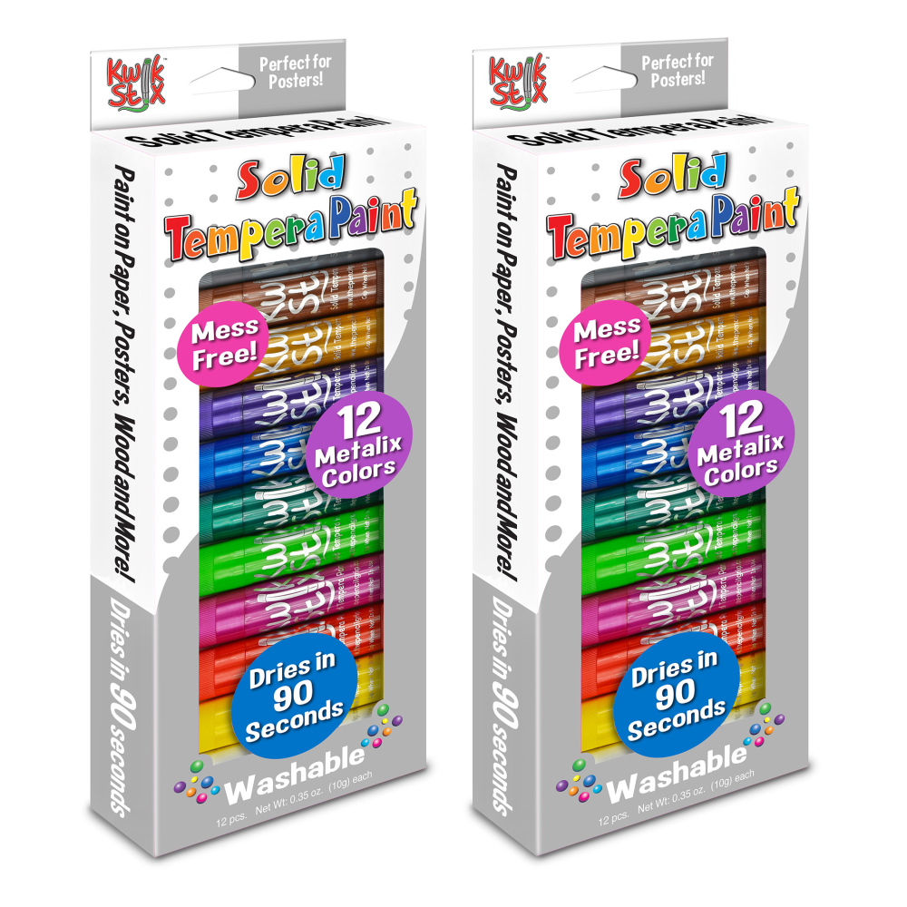 The Pencil Grip Kwik Stix Solid Tempera Paint Sticks, Metallix, Pack Of 12 Sticks, Set Of 2 Packs MPN:TPG614-2