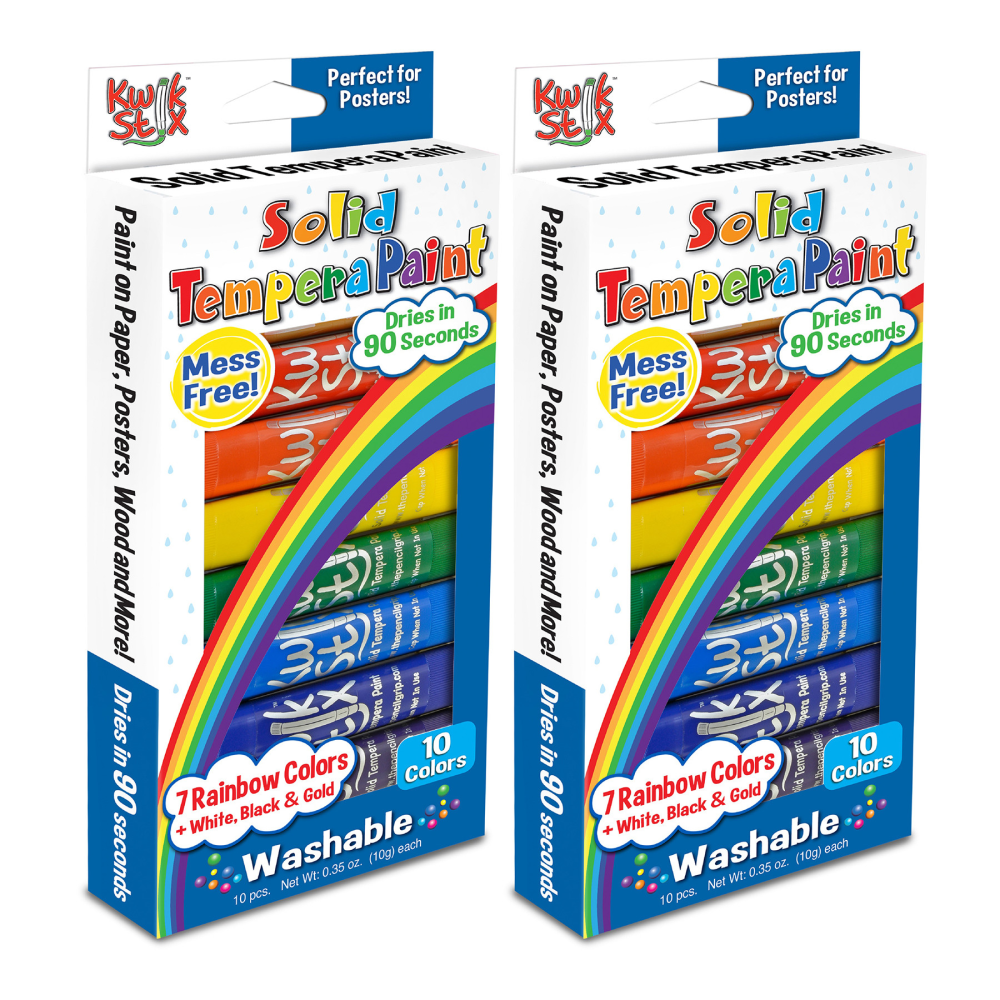 The Pencil Grip Kwik Stix Tempera Paint Sticks, Rainbow Colors, 10 Sticks Per Pack, Set Of 2 Packs MPN:TPG699-2