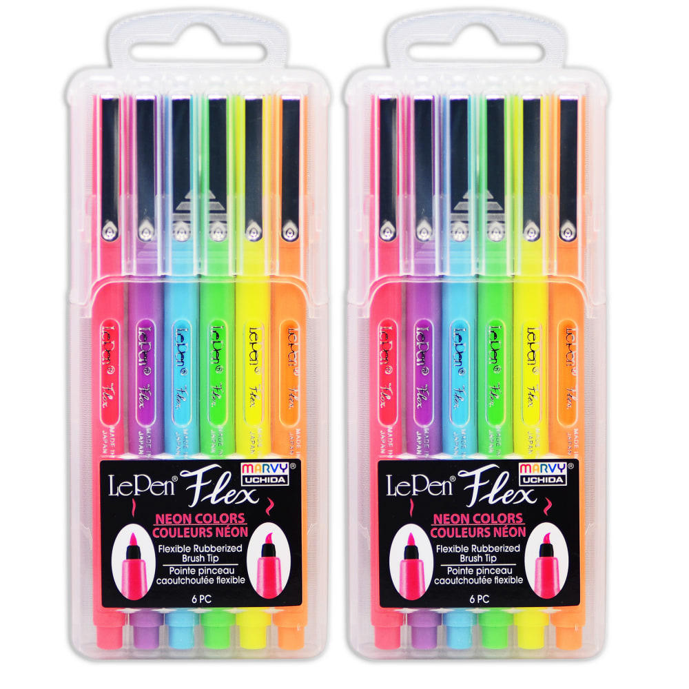 Marvy Uchida LePen Flex, Neon Colors, 6 Per Pack, Set Of 2 Packs MPN:UCH48006F-2