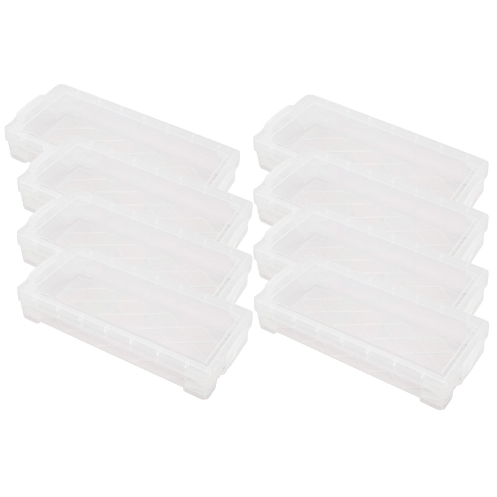 Super Stacker Pencil Boxes, 1-5/8inH x 3-3/4inW x 8-3/8inD, Clear, Pack Of 8 Pencil Boxes MPN:AVT40309-8