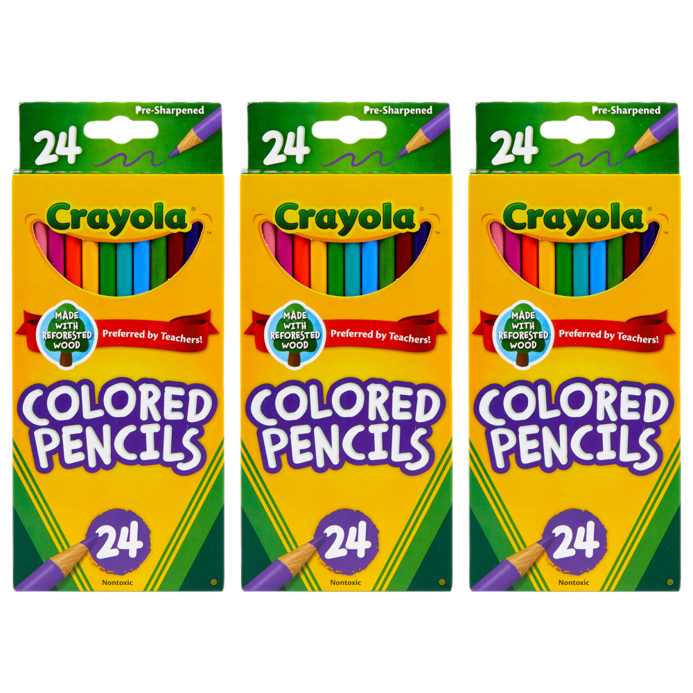 Crayola Colored Pencils, Assorted Colors, 24 Colored Pencils Per Box, Set Of 3 Boxes MPN:BIN4024-3