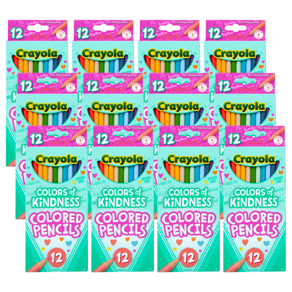 Crayola Colors of Kindness Colored Pencils, Assorted Colors, 12 Pencils Per Pack, Set Of 12 Packs MPN:BIN682114-12