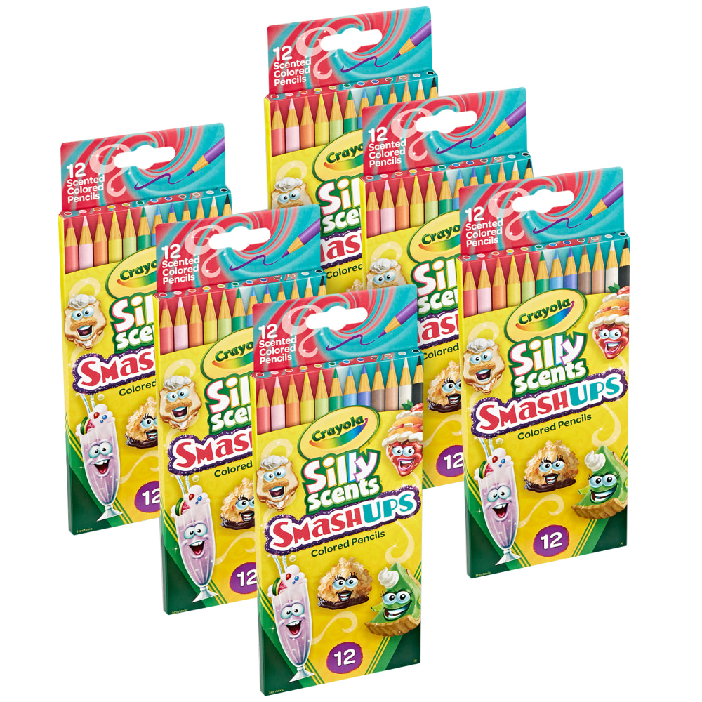 Crayola Silly Scents Smash Ups Colored Pencils, Assorted Colors, 12 Colored Pencils Per Pack, Set Of 6 Packs MPN:BIN682118-6