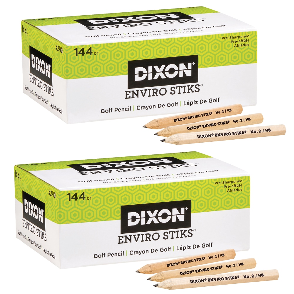 Dixon EnviroStiks Golf Pencils, 144 Per Pack, Set Of 2 Packs MPN:DIX15099-2