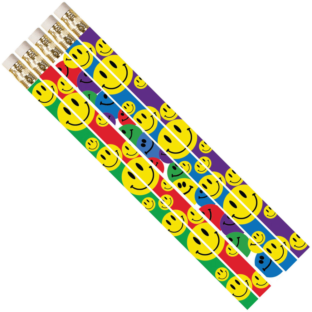 Musgrave Pencil Co. Inc. Motivational Pencils, No. 2 Lead, Happy Face Assorted, 12 Pencils Per Pack, Set Of 12 Packs MPN:MUS1467D-12