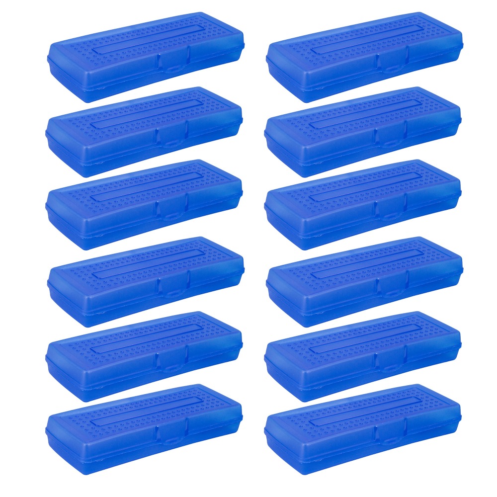 Storex Single Mini Pencil Storage Cases, 1-1/4inH x 7-1/4inW x 3-1/4inD, Assorted Colors, Pack Of 12 Cases MPN:STX61633U12C-12