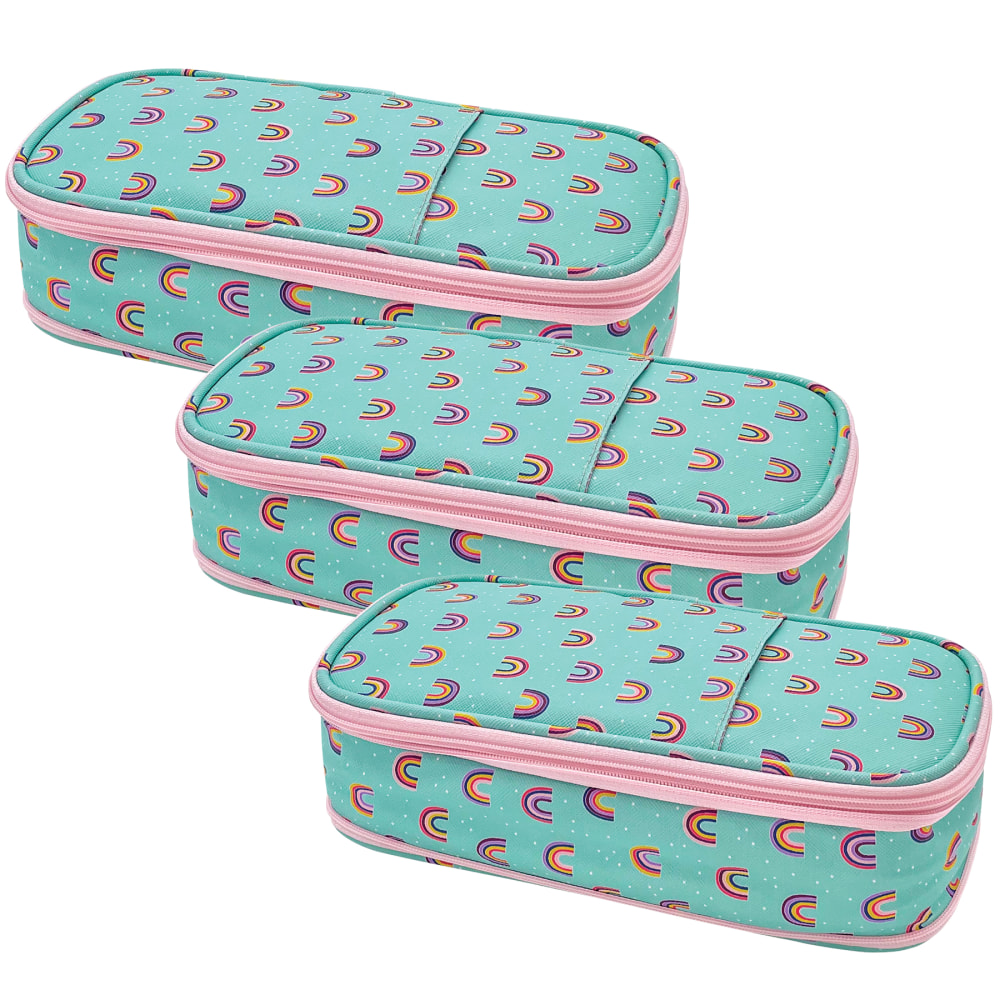 Teacher Created Resources Pencil Cases, 2-1/2inH x 4-1/4inW x 9inD, Oh Happy Day Rainbows, Pack Of 3 Cases MPN:TCR6120-3