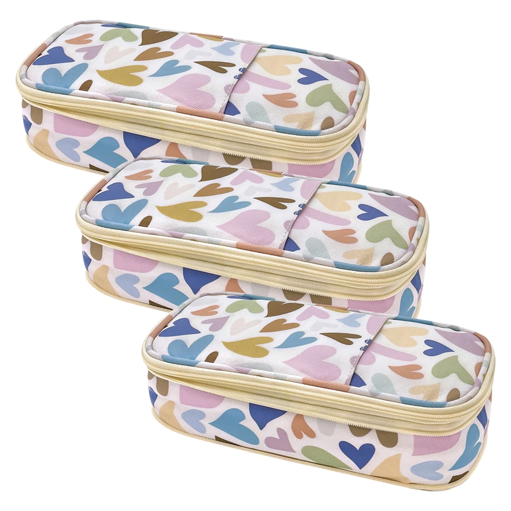 Teacher Created Resources Pencil Cases, 2-1/2inH x 4-1/4inW x 9inD, Hearts, Pack Of 3 Cases MPN:TCR6123-3