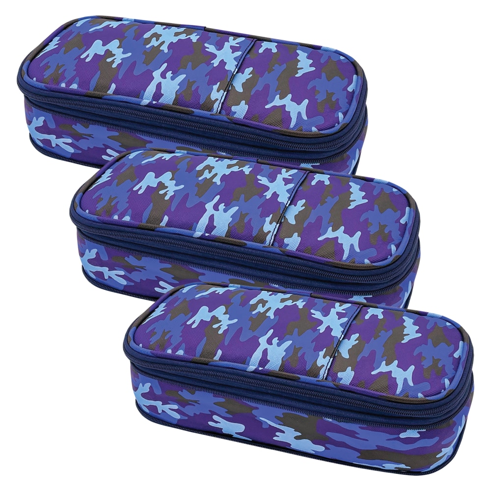 Teacher Created Resources Pencil Cases, 2-1/2inH x 4-1/4inW x 9inD, Blue Camo, Pack Of 3 Cases MPN:TCR6126-3