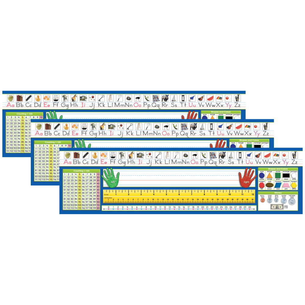 North Primary Traditional Manuscript Counting 1-120 Desk Plates, 5inH x 19inW x 1/32inD, Pack Of 36 Plates, Set Of 3 Packs MPN:NST9026-3