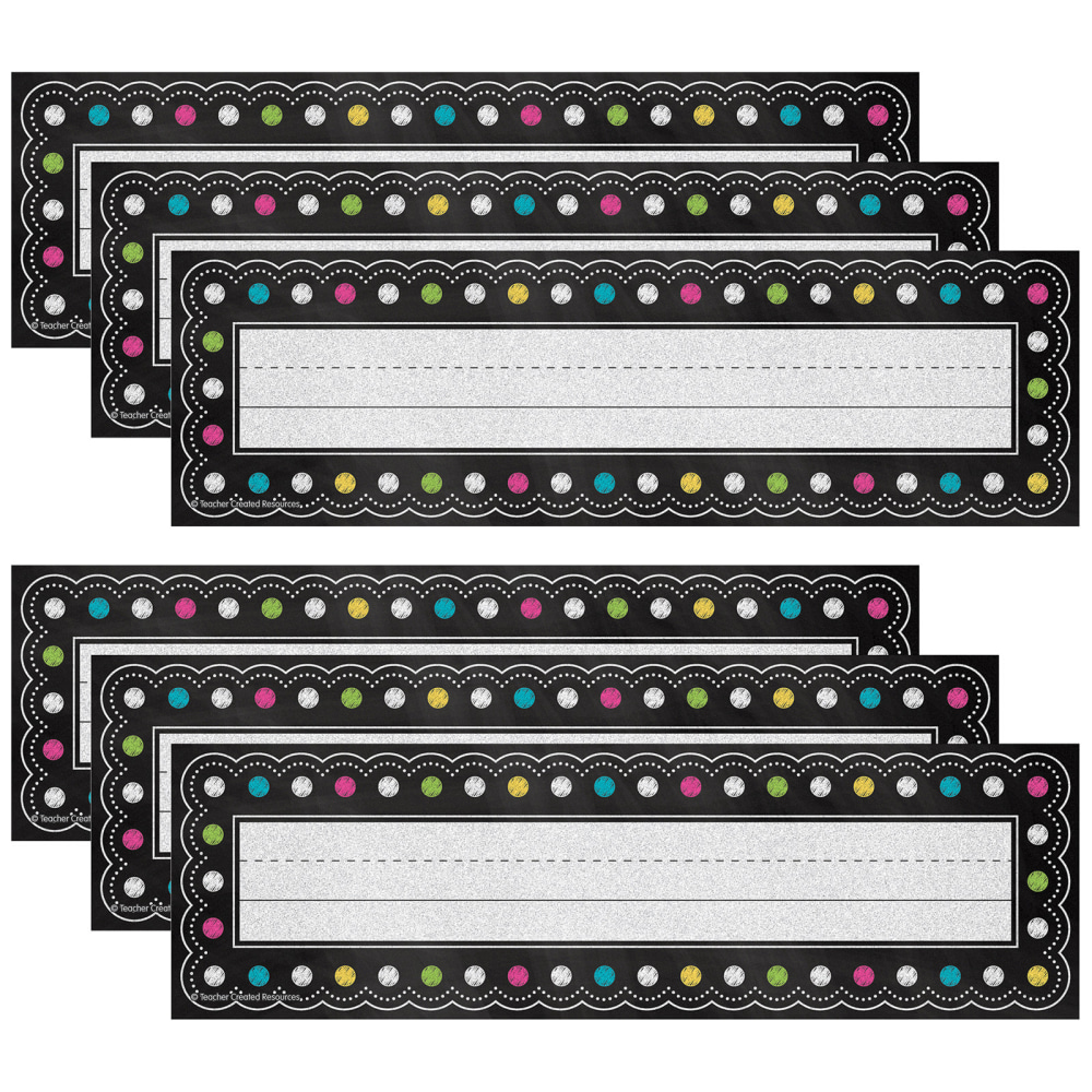 Teacher Created Resources Name Plates, Chalkboard Brights Flat, 36 Plates Per Pack, Set Of 6 Packs MPN:TCR5624-6