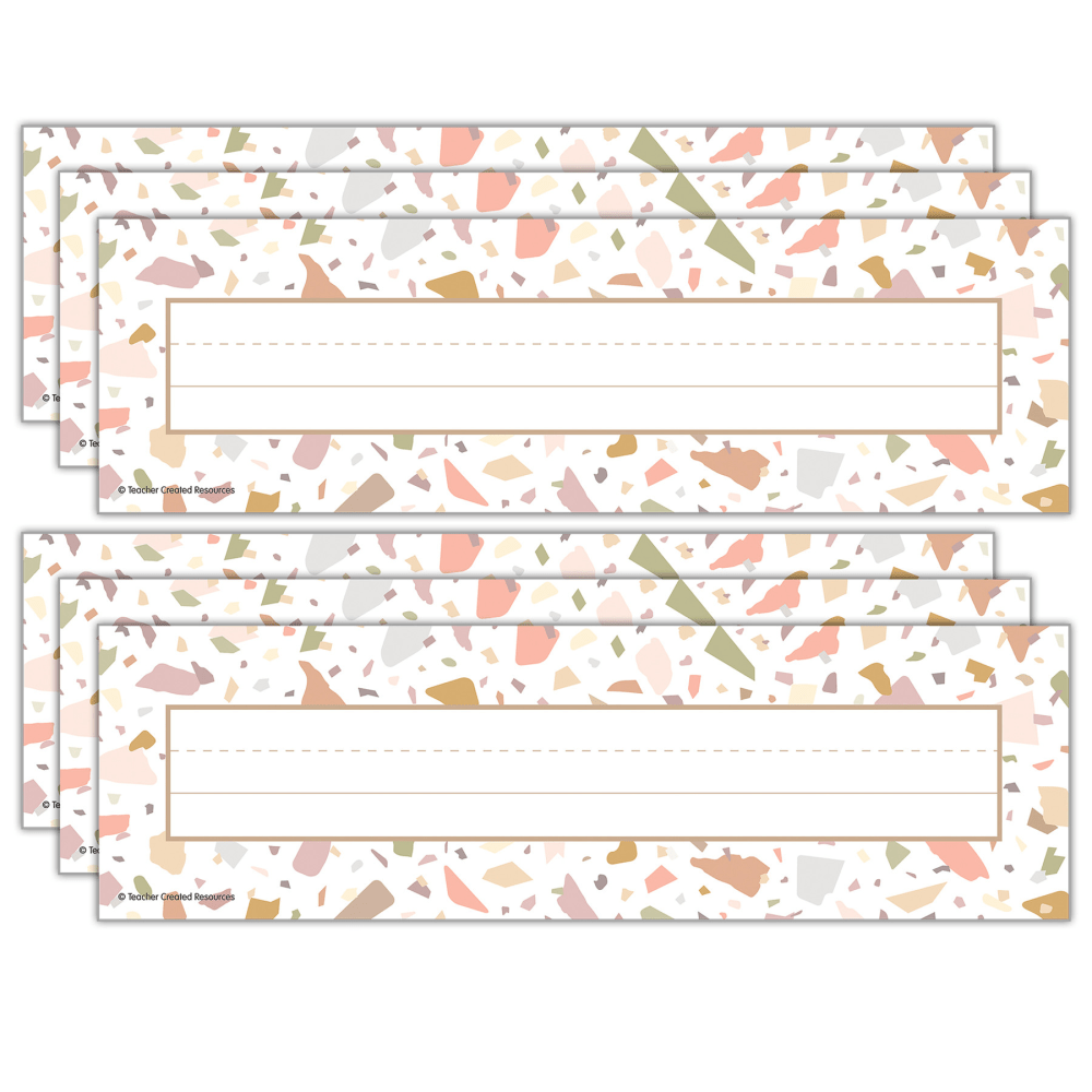 Teacher Created Resources Flat Name Plates, 3-1/2inH x 11-1/2inW x 1/10inD, Terrazzo Tones, 36 Name Plates Per Pack, Set Of 6 Packs MPN:TCR7221-6