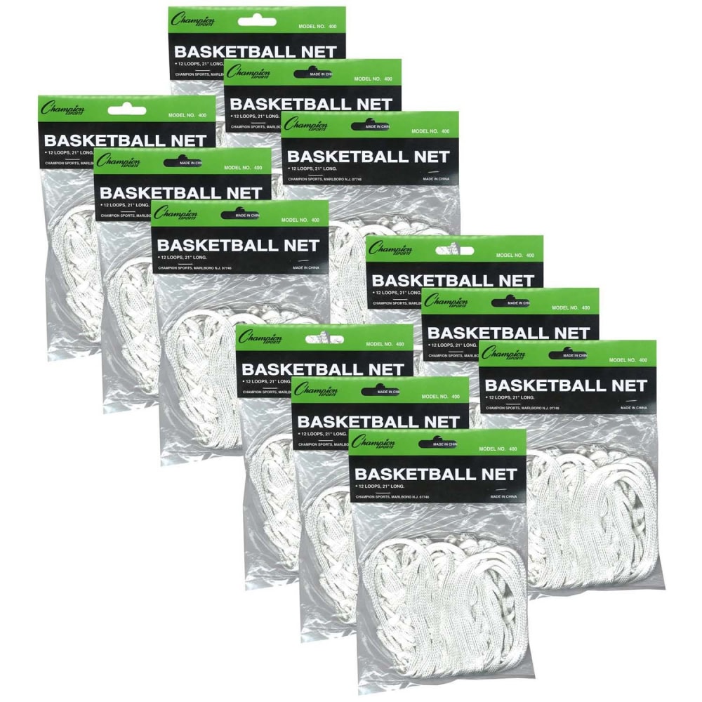 Champion Sports Economy Basketball Nets, 4 mm, White, Pack Of 12 Nets MPN:CHS400-12