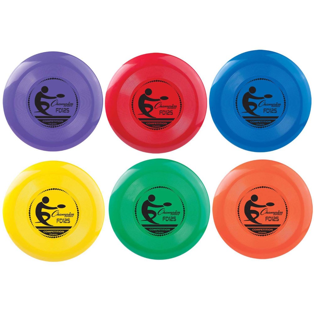 Champion Sports Plastic Discs, 125 grams, Assorted Colors, Pack Of 6 Discs MPN:CHSFD125-6