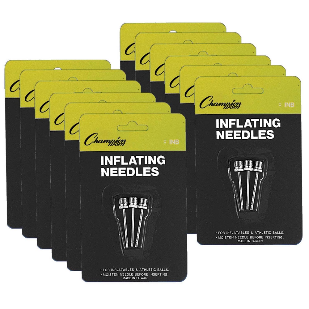Champion Sports Inflating Needles for Air Pump, Silver, 3 Needles Per Pack, Set Of 12 Packs MPN:CHSINB-12