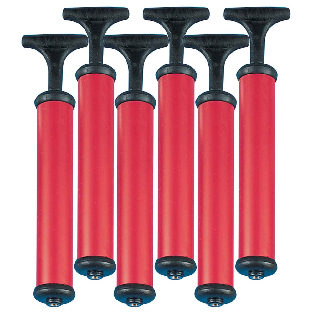 Champion Sports Hand Air Pumps, 10-1/4inH x 2-3/8inW x 1-3/4inD, Red/Black, Pack Of 6 Pumps MPN:CHSIP10-6