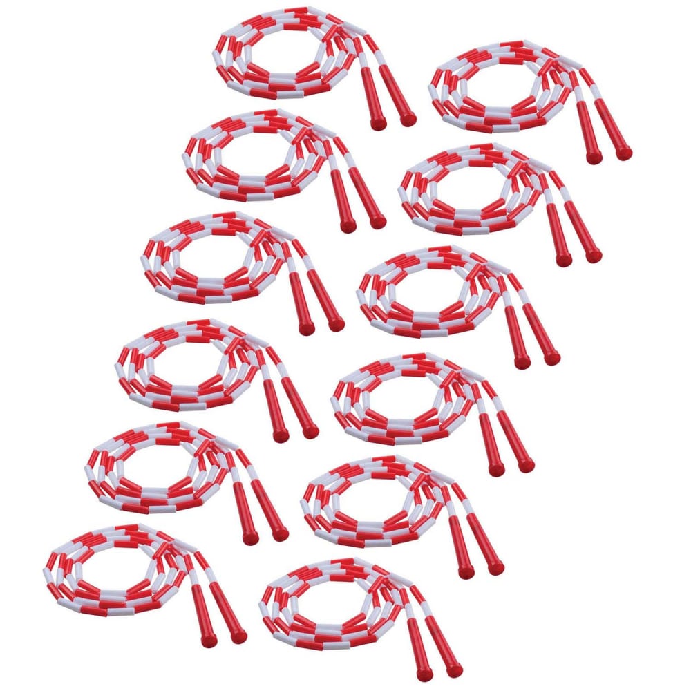Champion Sports Plastic Segmented Jump Ropes, 7ft, Red/White, Pack Of 12 Jump Ropes MPN:CHSPR7-12
