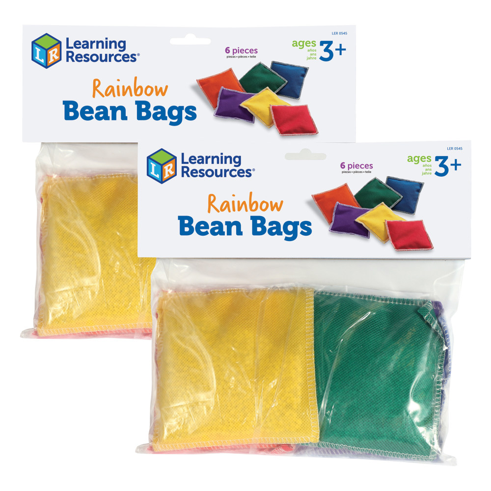 Learning Resources Bean Bags, 4in x 4in, Rainbow, 6 Bean Bags Per Set, Pack Of 2 Sets MPN:LER0545-2