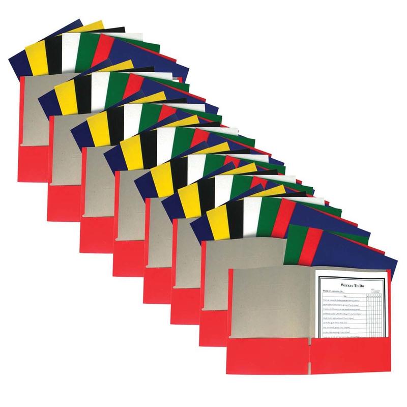 C-Line Two-Pocket Paper Portfolio Folder Without Prongs, Letter Size (8-1/2in x 11in), Assorted Colors, Pack Of 60 MPN:CLI05300-60