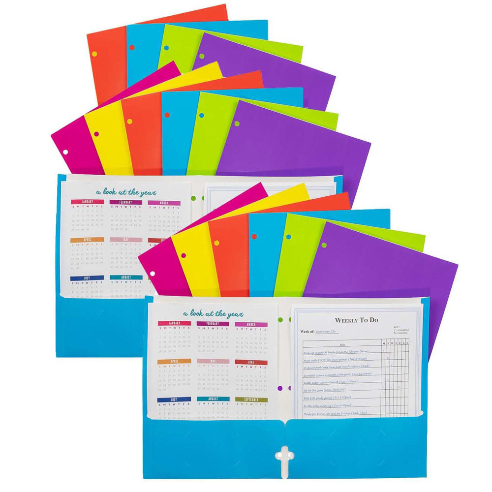 C-Line 2-Pocket Laminated Paper Portfolios With 3-Hole Punch, 8-1/2in x 11in, Assorted Colors, Pack Of 18 Portfolios MPN:CLI06300-18