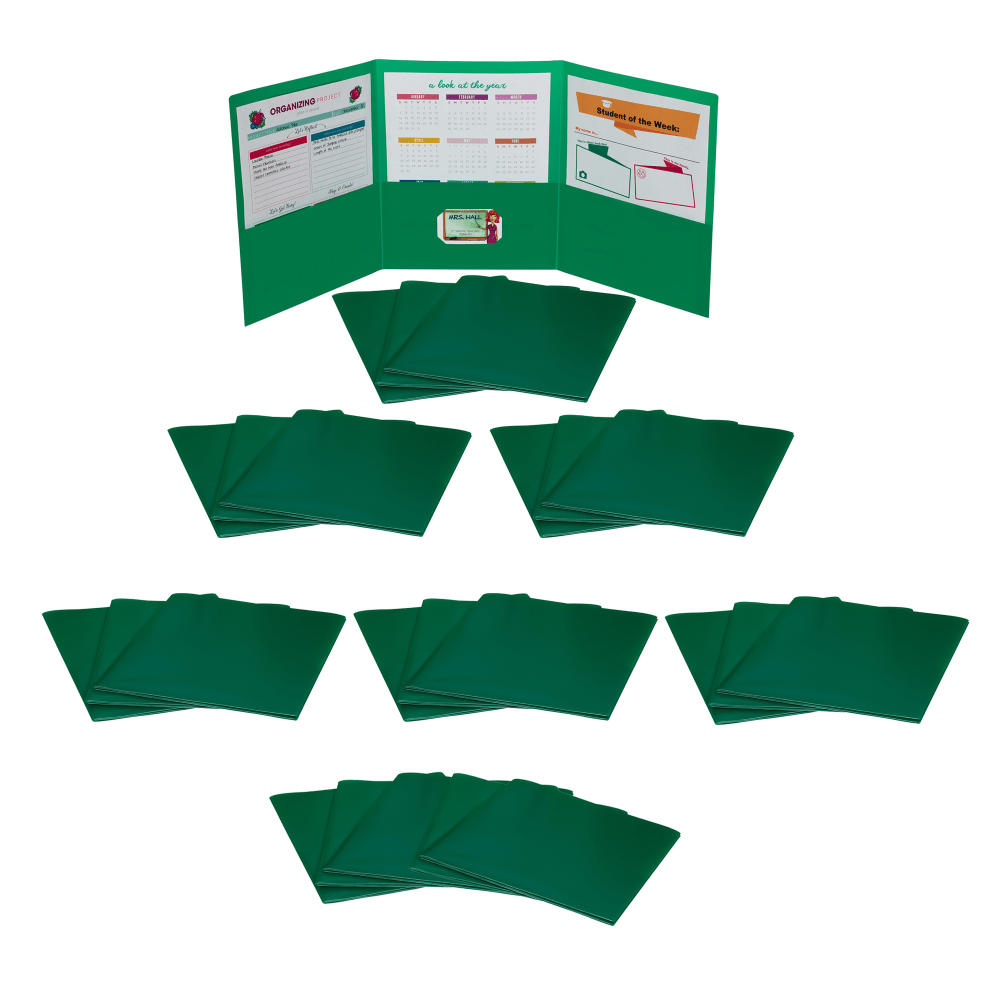 C-Line Tri-Fold Heavyweight Poly Portfolios, 8-1/2in x 11in, Green, Pack Of 24 Portfolios MPN:CLI33943-24