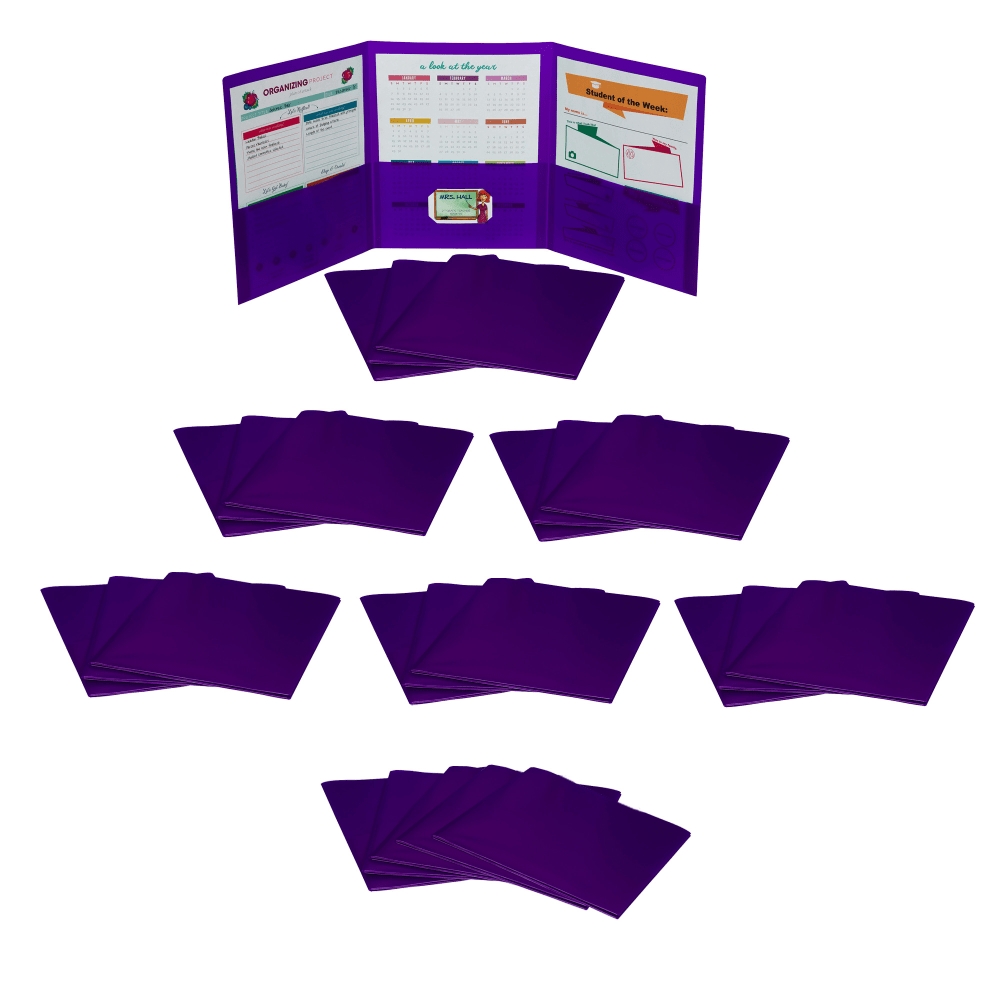 C-Line Tri-Fold Heavyweight Poly Portfolios, 8-1/2in x 11in, Purple, Pack Of 24 Portfolios MPN:CLI33949-24