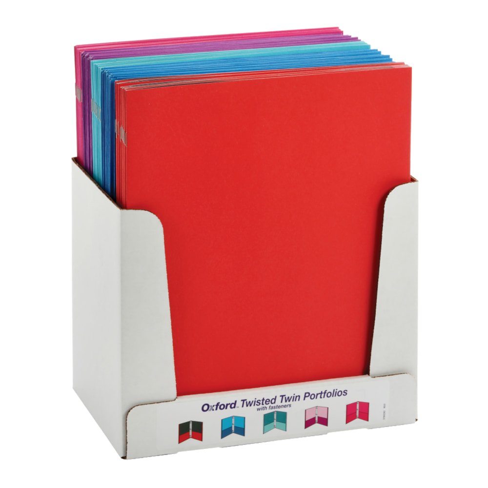 Oxford Twisted Twin Pocket Folders with Fasteners, 8-1/2in x 11in, Assorted Colors, Pack Of 50 Folders MPN:ESS52076-50