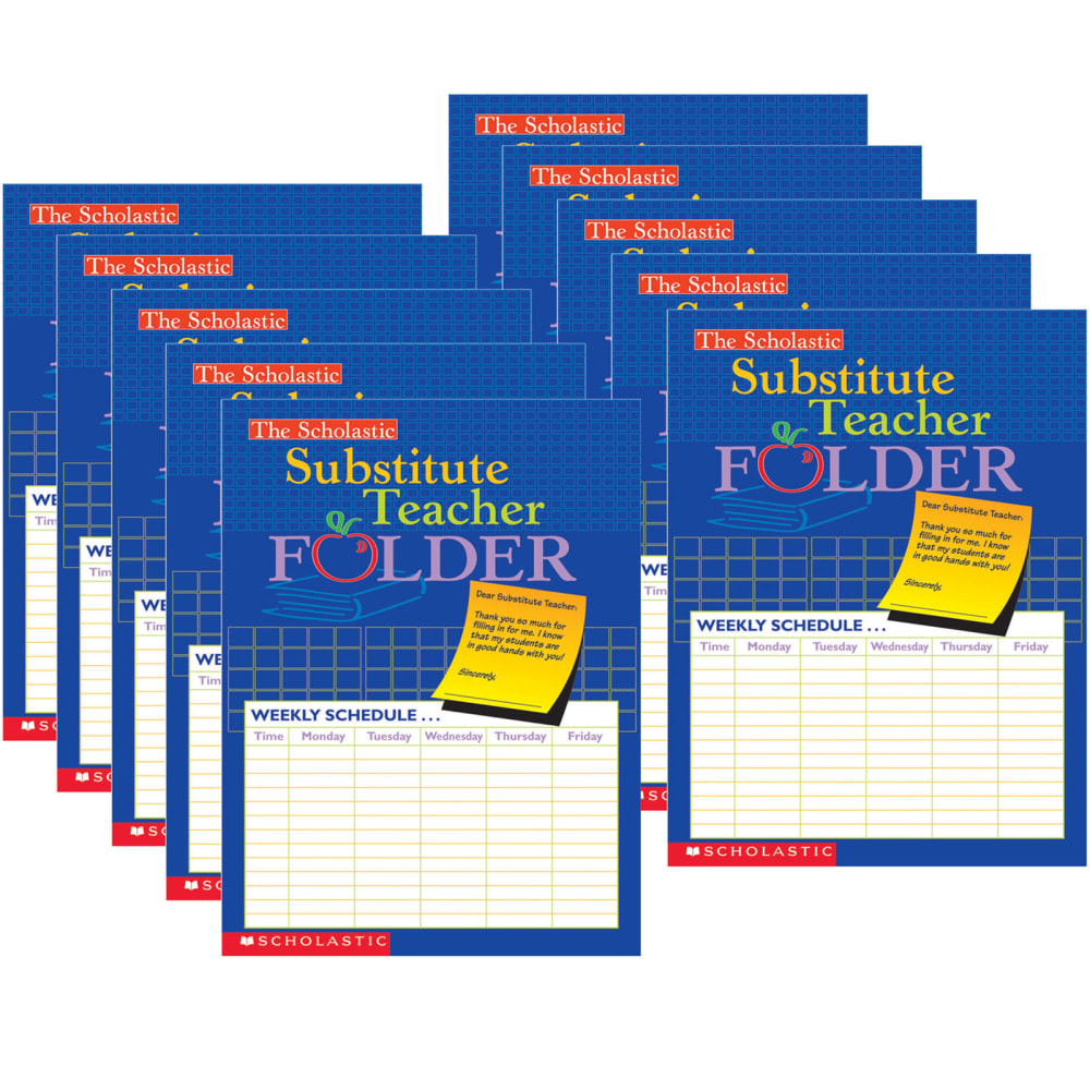 Scholastic Teacher Resources Substitute Teacher Folders, 8-1/2in x 11in, Multicolor, Pack Of 10 Folders MPN:SC-0439546443-10