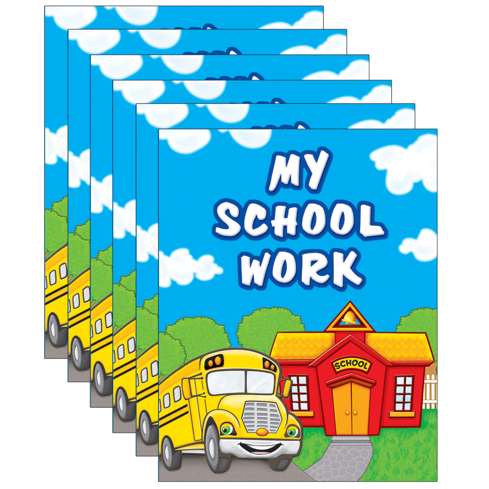 Teacher Created Resources My School Work Pocket Folders, 8-1/2in x 11in, Multicolor, Pack Of 6 Folders MPN:TCR4939-6