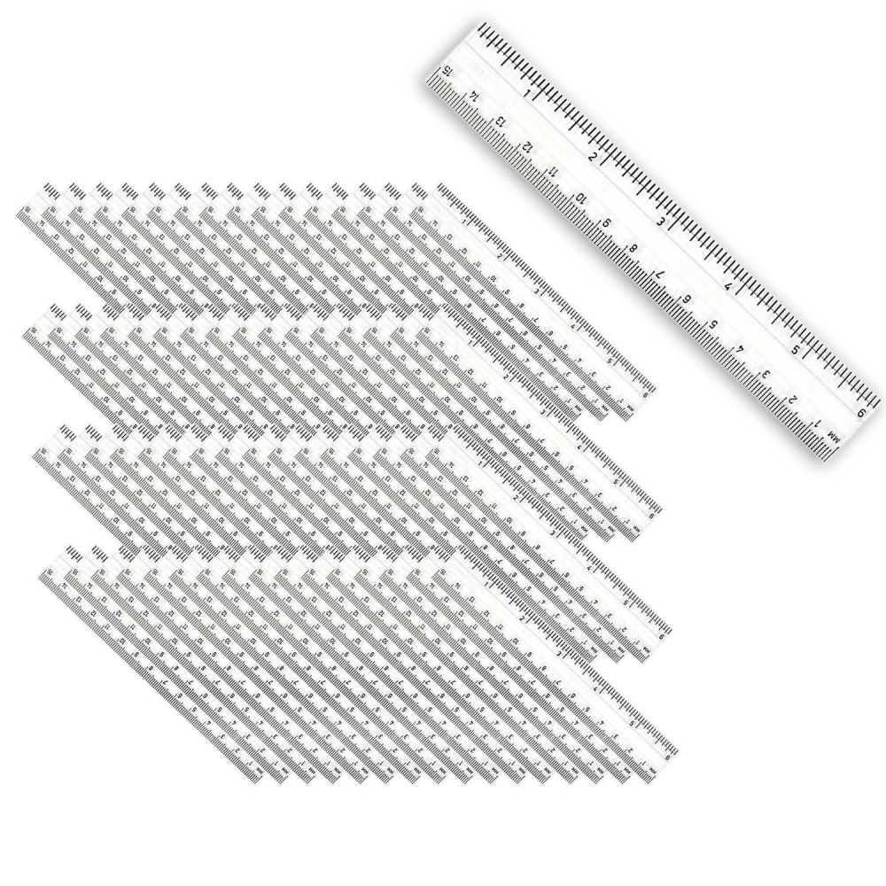Charles Leonard Plastic Rulers, Inches/Metric, 1in x 6in, Clear, Pack Of 48 Rulers MPN:CHL80610-48