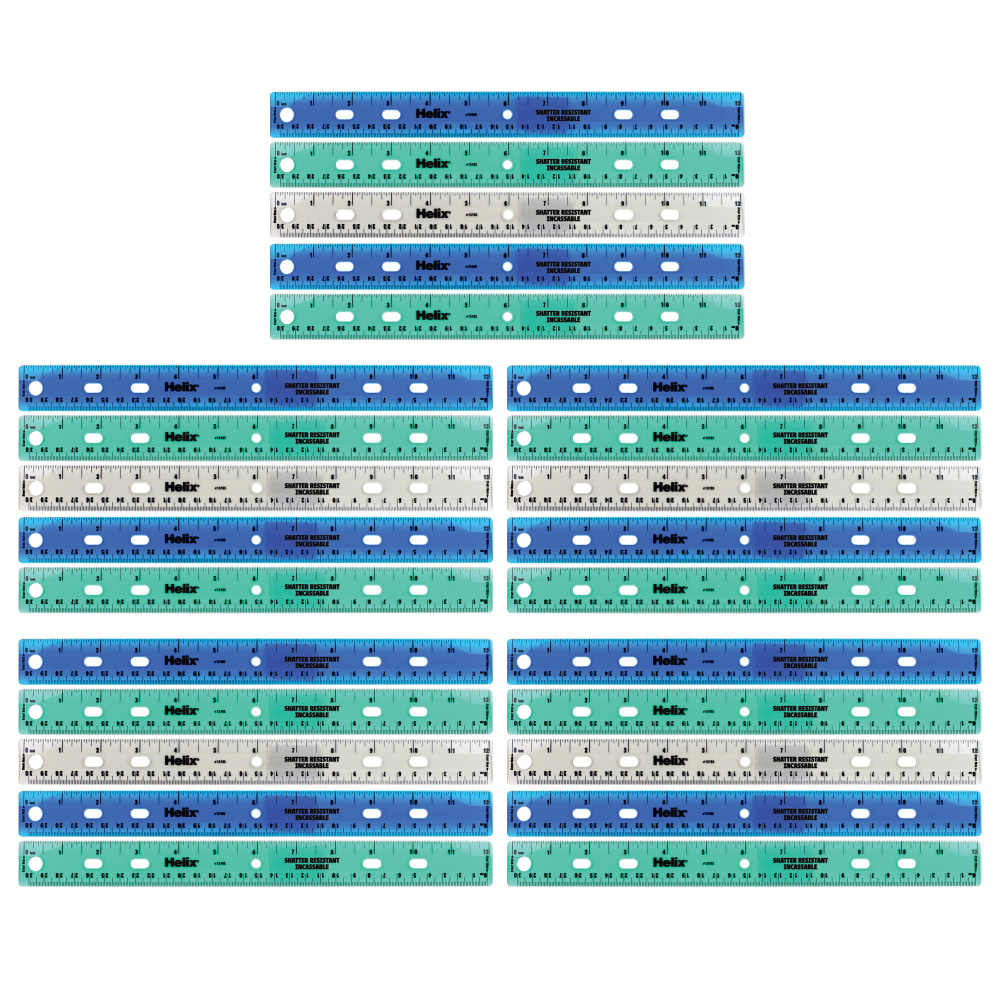 Helix Shatter Resistant Ringbinder Ruler 12in / 30cm, Pack Of 25 MPN:MAP13105-25