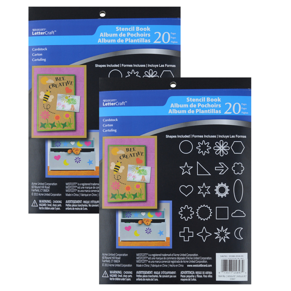Westcott LetterCraft Stencil 20-Page Book, Pack Of 2 MPN:ACM15847-2