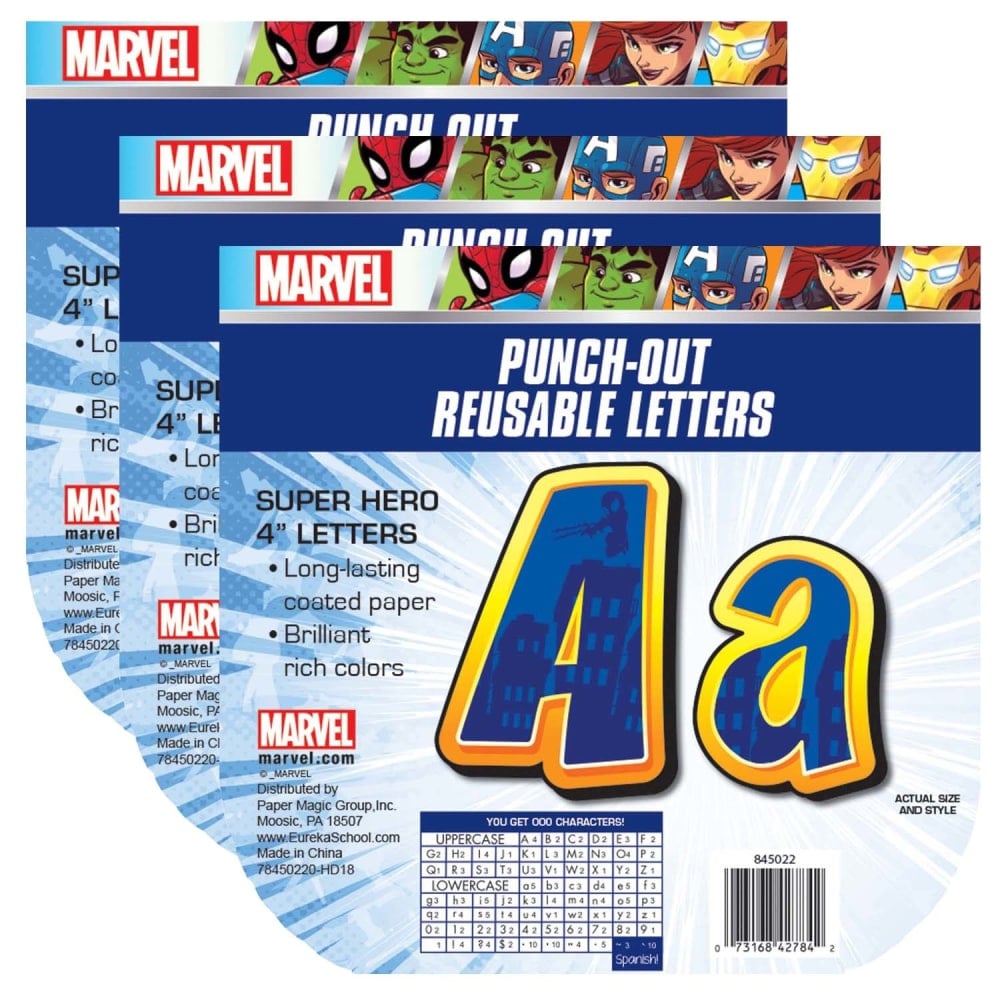Eureka Deco Letters, Marvel Super Hero Adventure, 223 Per Pack, Set Of 3 Packs MPN:EU-845022-3