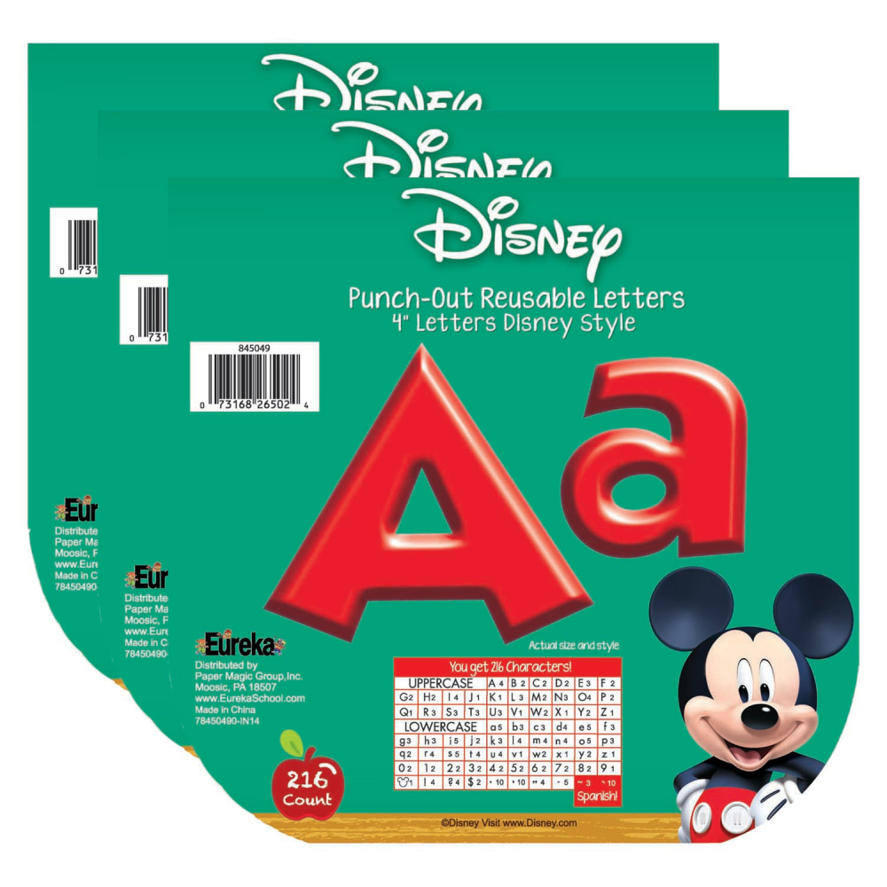 Eureka Deco Letters, 4in, Mickey Mouse Clubhouse, Red, 216 Per Pack, Set Of 3 Packs MPN:EU-845049-3