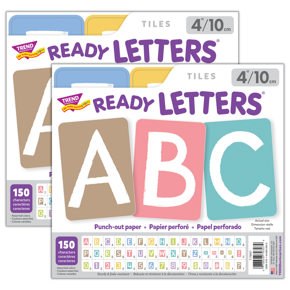 Trend 4in Uppercase Ready Letters, Garden Path, 150 Letters Per Pack, Set Of 2 Packs MPN:T-79307-2