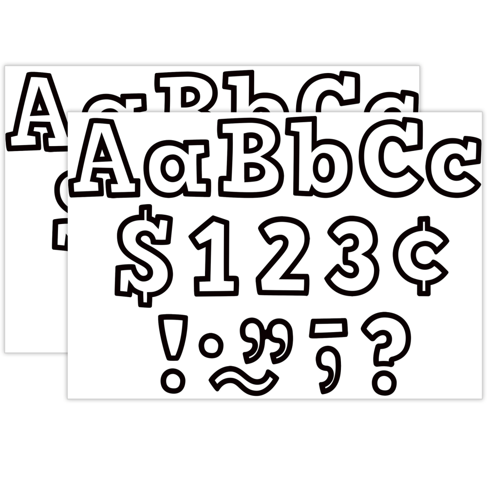 Teacher Created Resources Letters Combo Pack, 4in, Black & White Bold Block, 230 Per Pack, Set Of 2 Packs MPN:TCR3937-2
