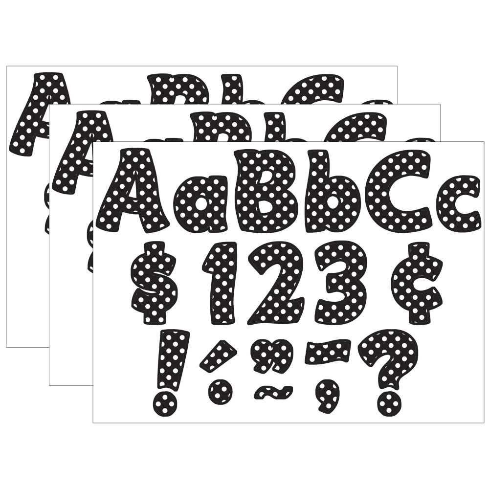 Teacher Created Resources Funtastic Font Letters Combo Packs, 4in, Black Polka Dots, 208 Pieces Per Pack, Set Of 3 Packs MPN:TCR5346-3