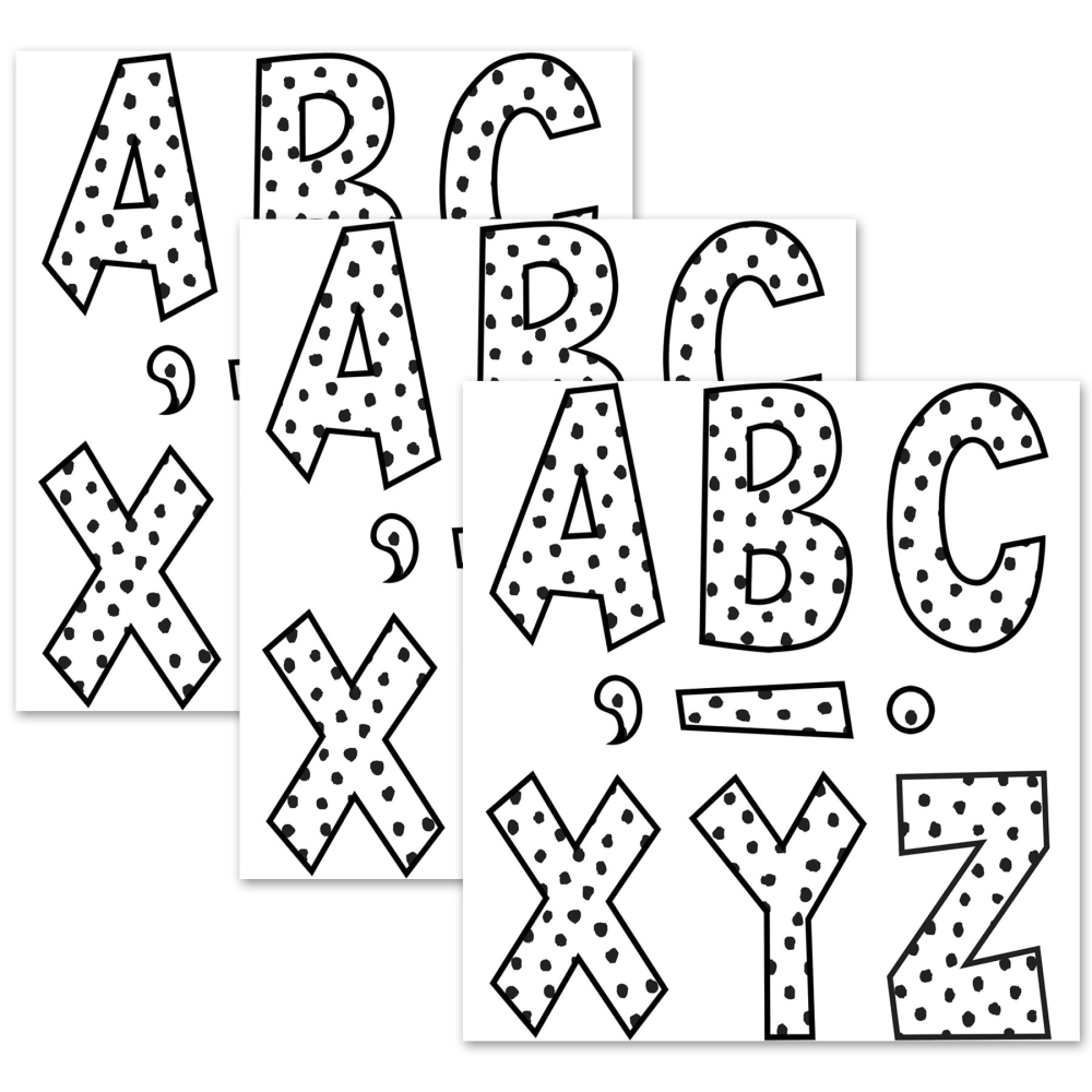 Teacher Created Resources 7in Letters, Black Painted Dots On White Fun Font, 120 Letters Per Pack, Set Of 3 Packs MPN:TCR70102-3
