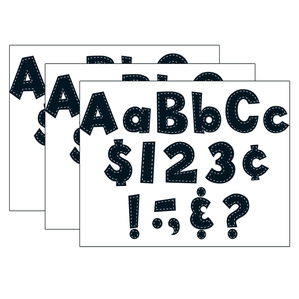 Teacher Created Resources Fun Font Letters, 4in, Black Stitch, 160 Pieces Per Pack, Set Of 3 Packs MPN:TCR75150-3