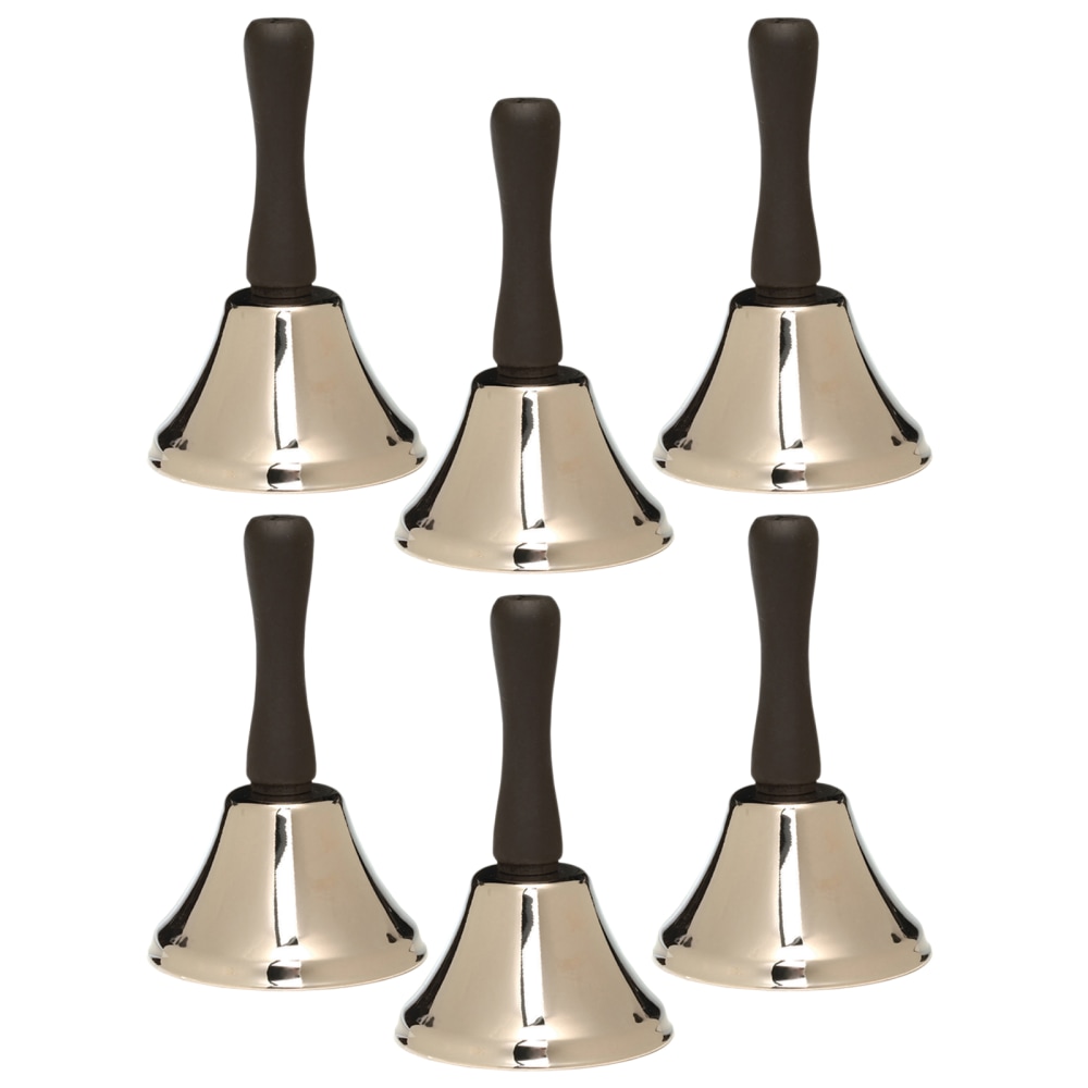 Ashley Productions Steel Hand Bells, 4in, Silver/Black, Pack Of 6 Bells MPN:ASH10050-6
